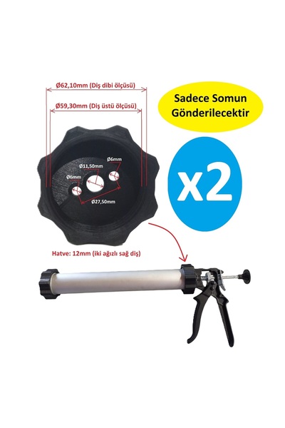 Poyraz Bioplast Sosis Silikon Tabancası Arka Somun 2 Adet