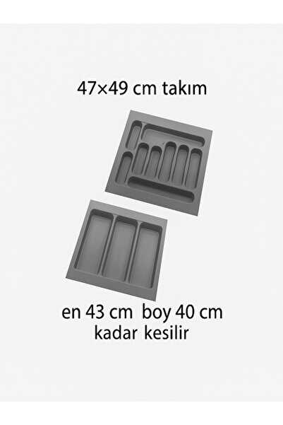 47/49 Cm 2-Piece Set In-Drawer Spoon Holder and Ladle Grey Can Be Cut to 43/40 Cm