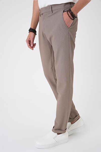 Efor Comfort Fit Gofre Dokulu Beli Lastikli Vizon Jogger Pantolon P 1177