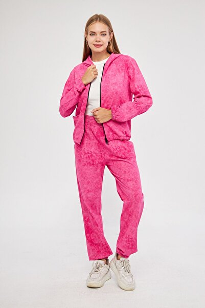 Avones Γυναικείο σετ φούτερ με ελαστική κουκούλα με ελαστική κουκούλα με φερμουάρ στο μπροστινό μέρος