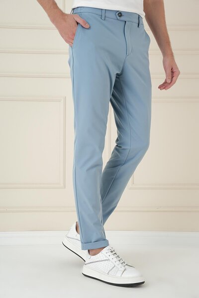 Efor Comfort Fit Beli Lastikli Esnek Casual Havacı Mavi Pantolon P 1173