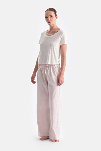 Eros Ecru Pointel T-Shirt and Pants Set