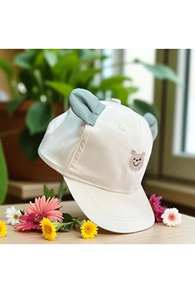 Balgüneş Tekstil 1/3 Years Old Boy's Cap with Ear Details (48-50 cm) Ecru