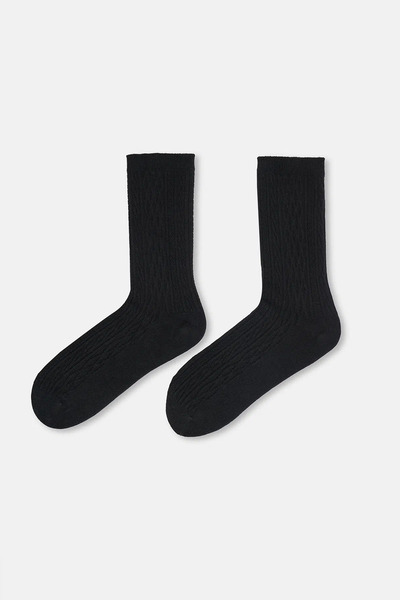 Eros Черни дамски плетени чорапи с бамбуков мотив