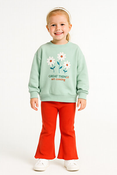 minibambi Hanorac cu imprimeu cu margarete pentru fete - Set colanți spaniole...