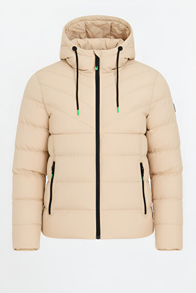 CIVILTIPOLO معطف رجالي كريمي اللون مقاوم للماء والرياح مع قلنسوة وبطانة فرو س...