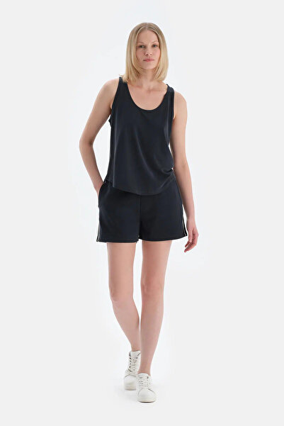 Eros Siyah Kadın Modal Karışımlı Yan Şerit Detaylı Şort