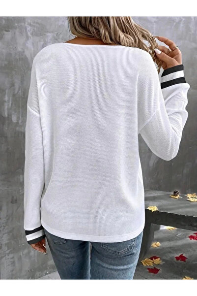 ARONA Mdb Women's Long Sleeve V-Neck Waffle Blouse