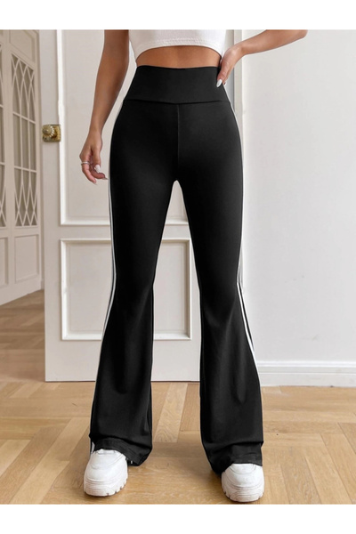 BZ Boutique Γυναικείο ψηλόμεσο ριγέ Λεπτομερές ισπανικό παντελόνι Long Diver