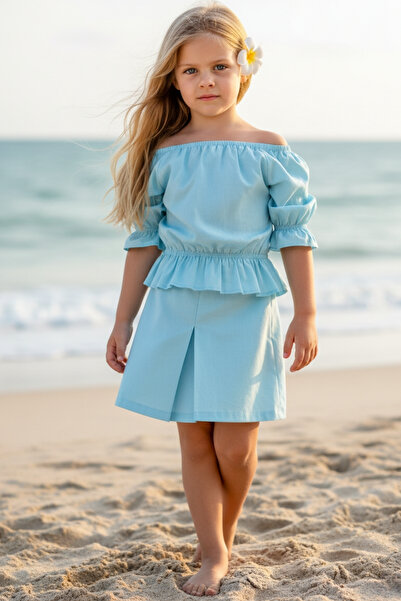 Parla Kids Girl's Alina Madonna Water Green Skirt Blouse Set