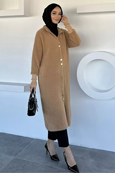 Safgiyim44 Women's Plush Soft 3 Thread Double Button Hijab Cardigan