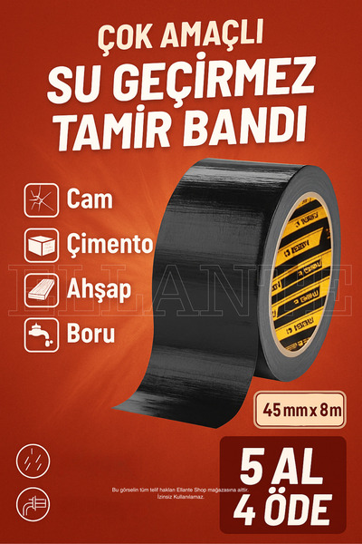 ellante Çok Amaçlı Su Geçirmez Sızdırmaz Dayanıklı Izolasyon Siyah Tamir Band...