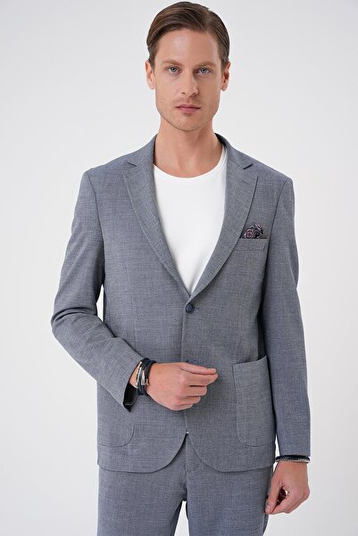 Efor Comfort Fit Torba Cep Gofre Kumaş Casual Koyu Gri Ceket C 679