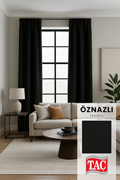 Taç Doğal Doku Keten Görünümlü Fon Perde – SIK PİLE (1 x 3) Zengin Renk Kartelalı Model, Sade Şık