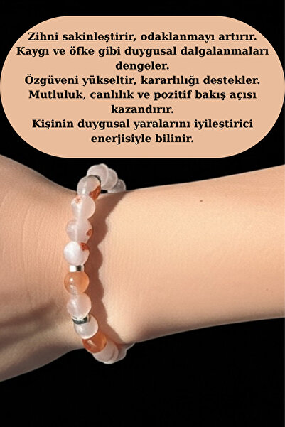 mrmpro سوار من حجر العقيق ذو اللون الفاتح - حجر طبيعي ضد التوتر، كريستال للهد...