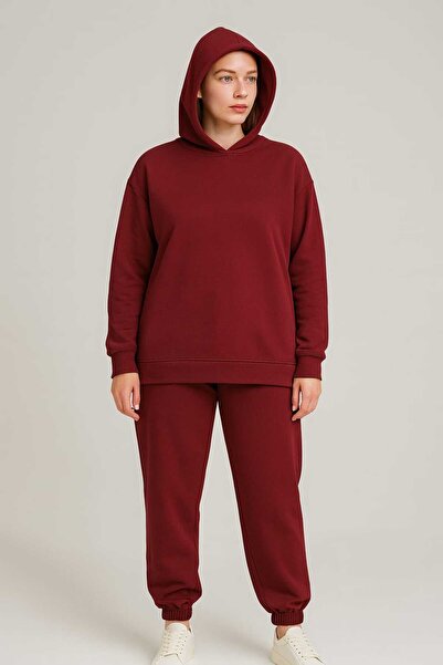 MAY MARA Plus Size 3-Ply 2-Piece Hooded Sharpened Long Side Slit Tracksuit Set