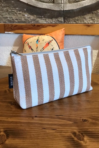 Masdala Egar Платна чанта за грим с ивици, плетена