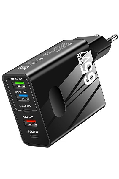 Timebox Încărcător de rețea cu 5 porturi, 65W, încărcare rapidă, 3 x USB 2.0,...