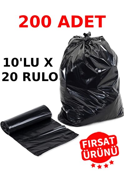 nistabolje 10'lu x 20 Paket (200 Adet) Battal Çöp Poşeti 75x90 Endüstriyel Jumbo Çöp Torbası