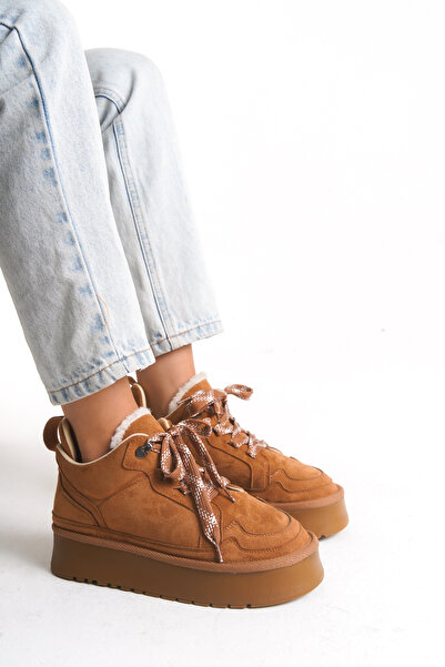 leopar by çetinay 245 Veyora UG | Kalın Taban Kontrast Bağcık ve İç Kürk Detaylı Kışlık UG Bot