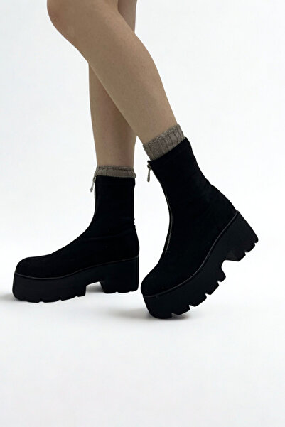 inizio Μαύρα σουέντ γυναικείες μπότες P9020