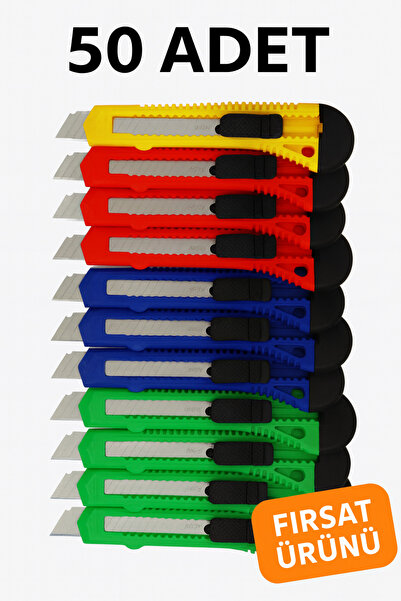nistabolje 50 Adet Büyük Boy Maket Bıçağı Falçata Ekstra Ekonomik
