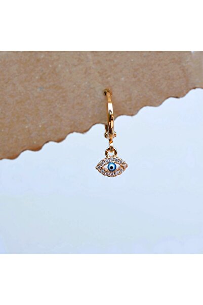 Heppii Zirkon Göz Figürlü Helix Küpe Minimal Nazar Sallantılı Halka Küpe Tek Adet