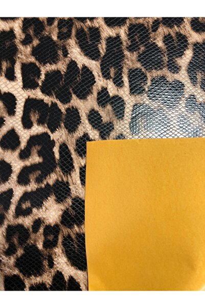 KumaşEvi Self Adhesive Leopard Print Faux Leather- Shoe Bag Car Interior Upholstery Hobby Products 21 X 30 cm