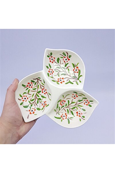 sharp&art Hand Processed Ceramic Breakfast Bowl, Biscuit Bowl, Sauce Bowl, 3 Compartments, for Practical Use, 6 Different Models