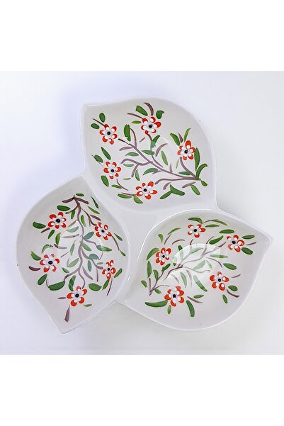 sharp&art Hand Processed Ceramic Breakfast Bowl, Biscuit Bowl, Sauce Bowl, 3 Compartments, for Practical Use, 6 Different Models