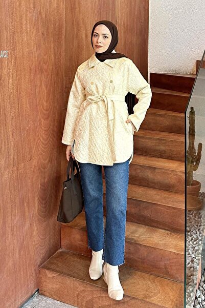 lamelif Крем Капітоне Куртка - Застібка на кнопки