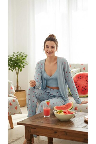 Mihra Karpuz Desenli Kadın Pijama Takımı