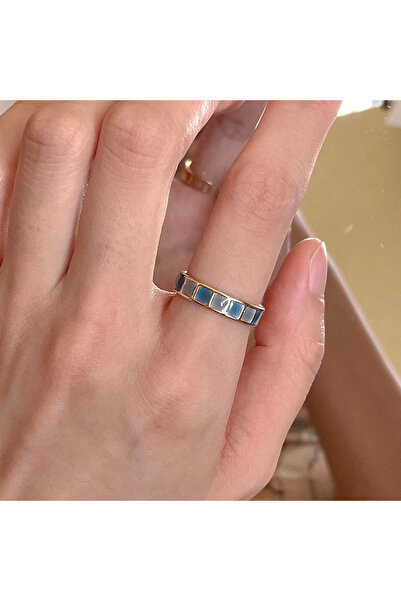 MELENY Kadın Gold Renk Yüzük Seti Tasarım Sedef Ve Yeşil Mineli 6 Parça