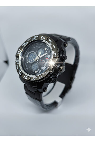 Store Black Digital and Analog Steel Band Function Men's Watch