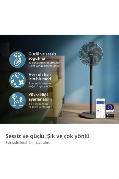Philips 2 si 1 Arada Masa ve Ayaklı Vantilatör, SilentWings Teknolojisi ile G...