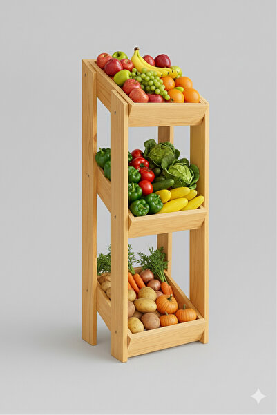 uznahşap Meyve sebze Ahşap çok amaçlı raf
