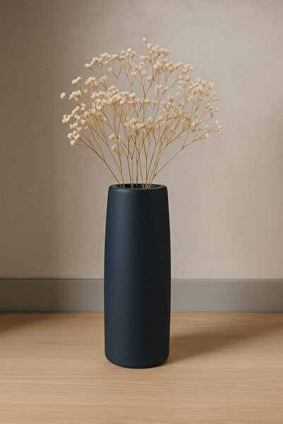 Lapida Home Decor Vază modernă lungă din piatră – Vază cilindrică neagră |   Accesoriu Decorativ pentru Casa 25 Cm