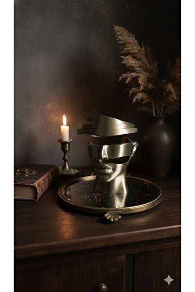 Mat3D Modern Parçalı Surat Heykeli - Estetik Dekoratif Sanat Eseri