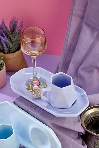 Yumuk Shop 6 Kişilik 12 Parça Sunumlu Prizma Kahve Fincan Takımı