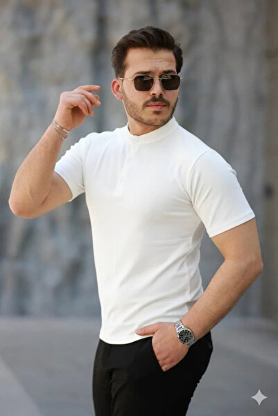 etol textile Ανδρική κοντομάνικη μπλούζα από βισκόζη με γιακά δικαστής και κουμπιά μπροστά