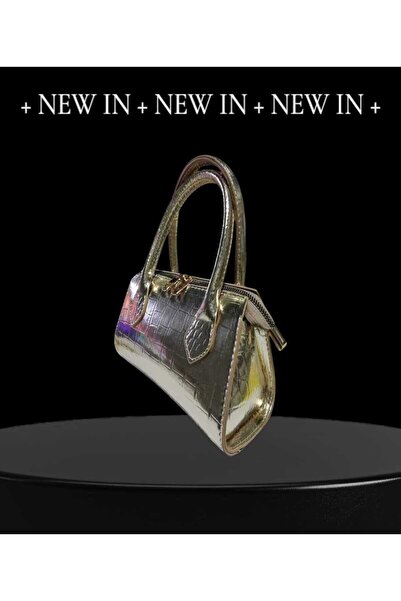 Gözenshopp حقيبة يد وكتف ذهبية اللون بنمط جلد التمساح