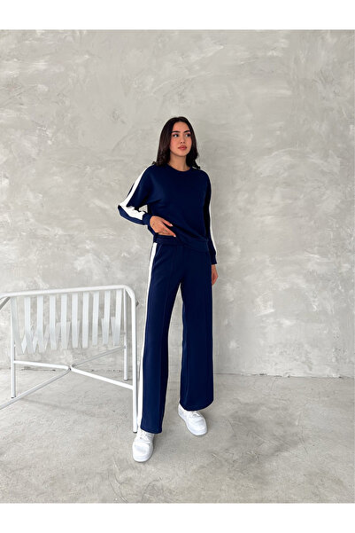 SLAW REZZ Modal Fabric Tracksuit Set White Striped Tracksuit Set