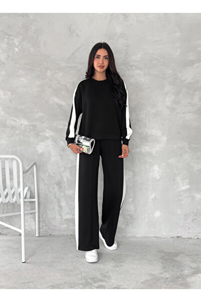 SLAW REZZ Modal Fabric Tracksuit Set White Striped Tracksuit Set