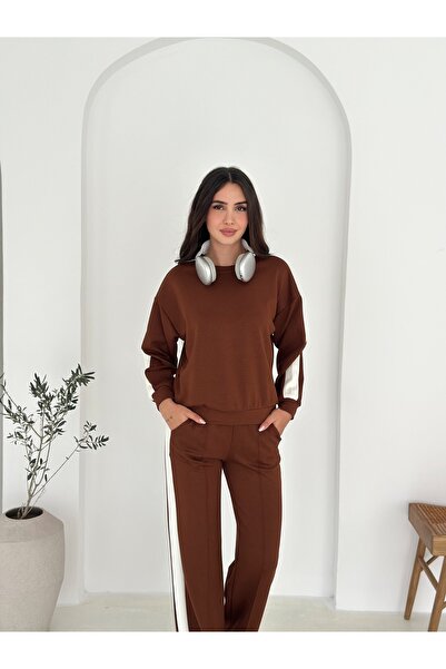 SLAW REZZ Modal Fabric Tracksuit Set White Striped Tracksuit Set