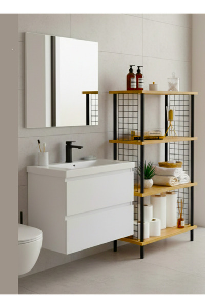 PEKA Banyo Düzenleyici 4 Raflı Banyo Dolabı Çevir Kur Çok Amaçlı Dolap Geniş Kitaplık Mutfak Rafı