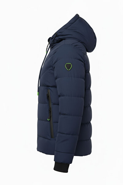 SİVAİST Chlapecká omyvatelná bunda a kabát v námořnické modré vodě a větru s hustou kožešinou uvnitř