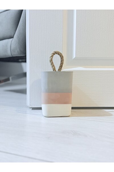 mythos Beton Çok Renkli Kapı Stoperi Dekoratif Hasır Kulplu Kapı Tutucu Ağırlık 2,5 kg