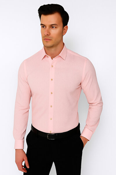 couis Klasik Kesim Kendinden Desenli Mendilli Erkek Gömlek