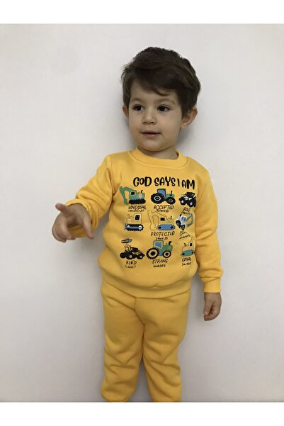 Babexi Kepçe Traktör Desenli Erkek Çocuk Alt Üst Takım İş Makine Desenli Erke...