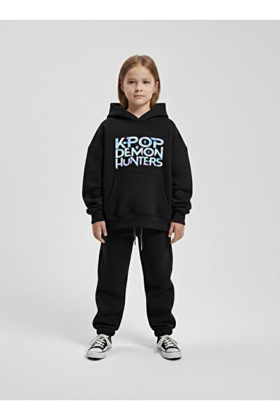Aselin Kids Children's K-Pop Demon Hunters Hunterix Zoey Rumi Mira Printed Oversize Unisex Tracksuit Set
